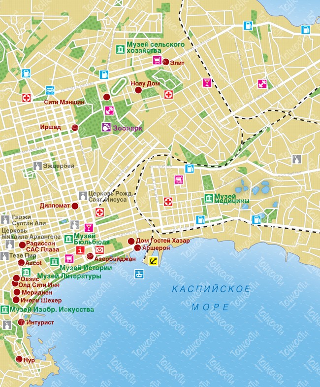 Баку карта города с улицами на русском