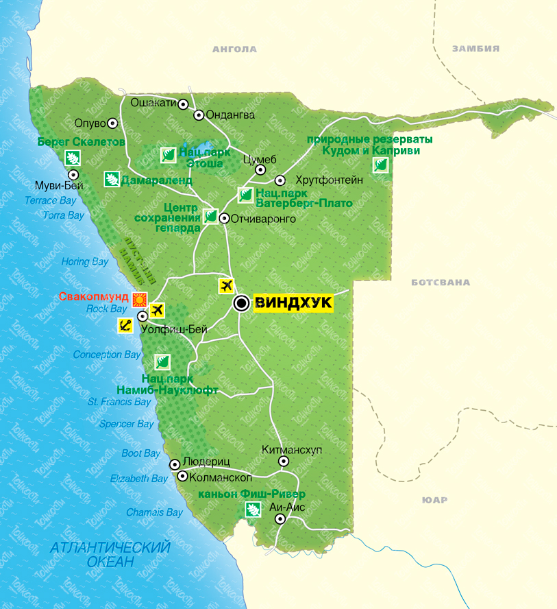 Подробная карта намибии
