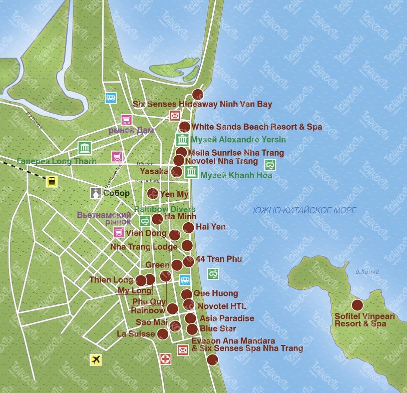 Карта отелей нячанга вьетнам