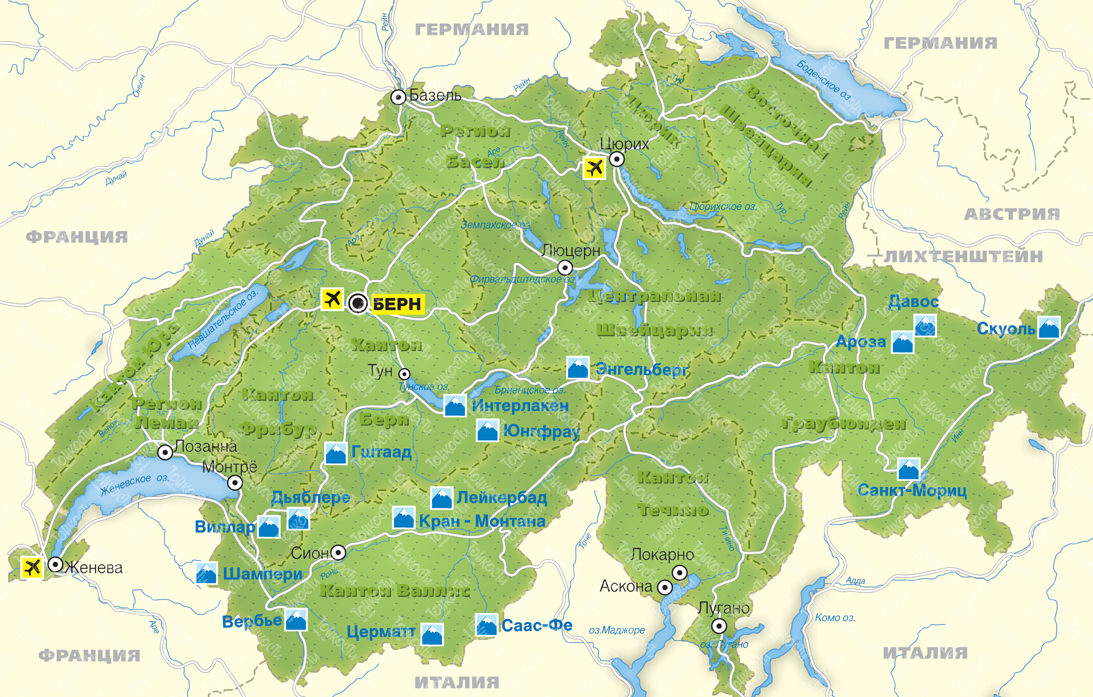 Карта швейцарии на русском