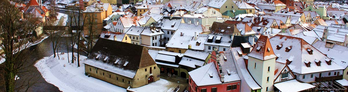 Город Чески-Крумлов в зимний день, Чехия