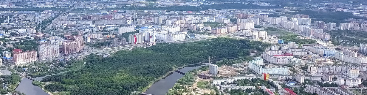 Вид сверху на город Сургут, Ханты-Мансийский автономный округ
