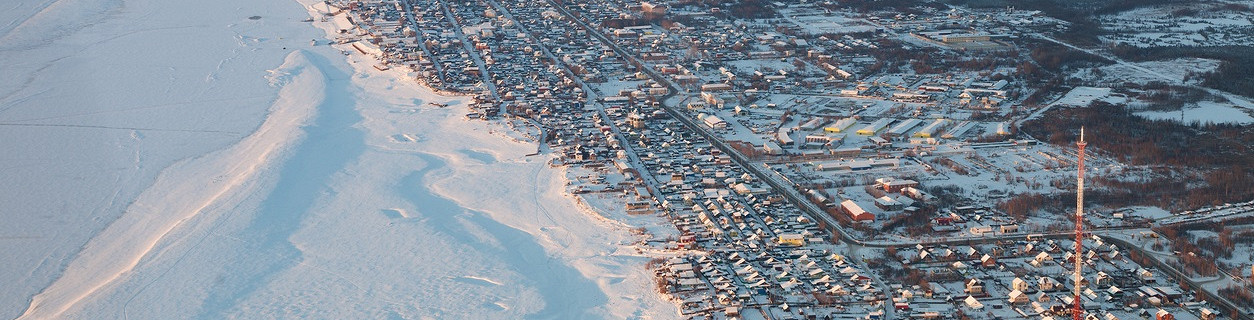 Вид сверху на город Нижневартовск зимой