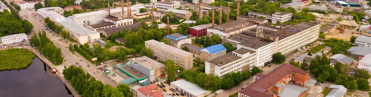 Панорамный вид с воздуха на город Гусь-Хрустальный Владимирской области