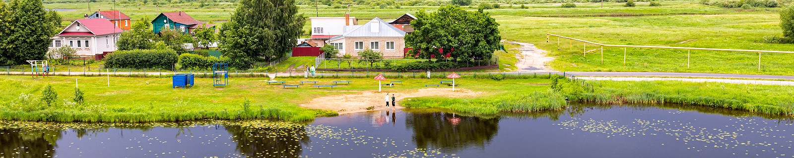 Деревенский пейзаж с рекой, Мстера, Россия