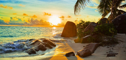 Закат на тропическом пляже, Сейшелы
