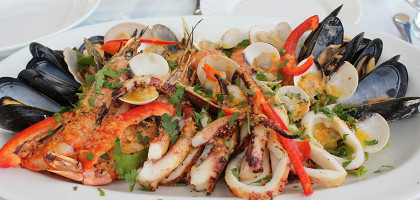 Салат из морепродуктов, кафе Фиры, Санторини