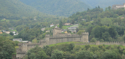 Зеленый пейзаж курорта Беллинцона, Швейцария