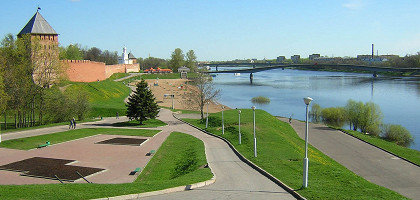 Кремлевский парк Великого Новгорода, вид с Екатерининской горки