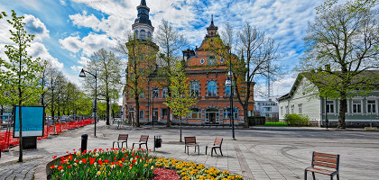 Исторические здания в центре Раумы, Финляндия