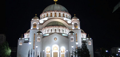 Храм Св Саввы ночь Белград Сербия