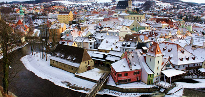Город Чески-Крумлов в зимний день, Чехия
