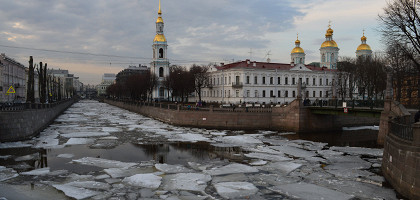 Вид на Никольский морской собор зимой, Санкт-Петербург 