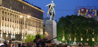 Памятник Юрию Долгорукому, репетиция Парада Победы