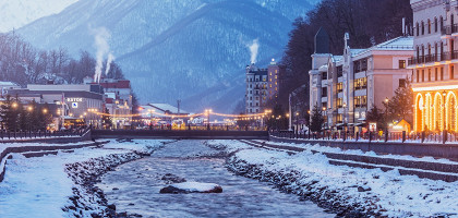 «Роза Хутор» зимой, Красная Поляна, Сочи, Россия