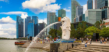 Горизонт Сингапура с Marina Bay Sands