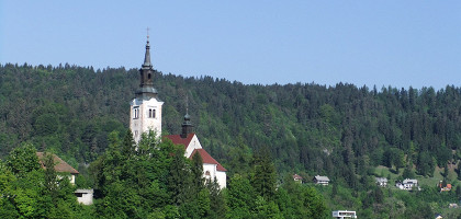 Вид на церковь Святого Мартина, Блед