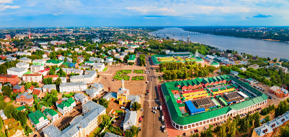 Торговые ряды в Костроме, панорамный вид