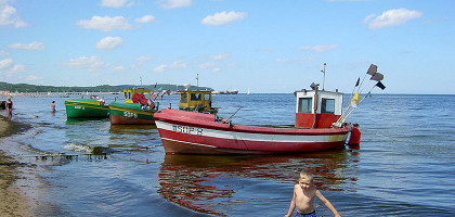 Лодки на пляже в Сопоте