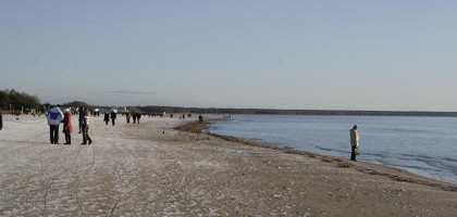 Прогулки в зимний период на пляже в Пярну