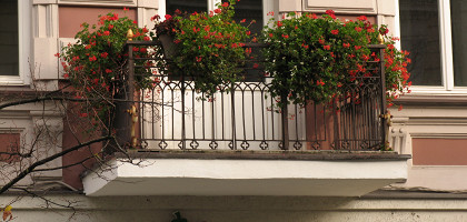 Балкончик с цветами в Вильнюсе