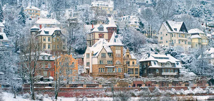 Особняки на берегах реки Неккар в Гейдельберге, Германия