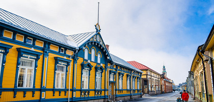 Исторический центр города зимой, Раума, Финляндия