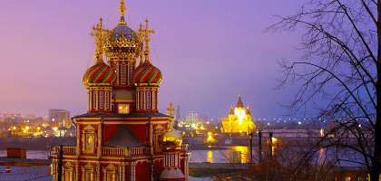 Рождественская церковь ночью, Нижний Новгород