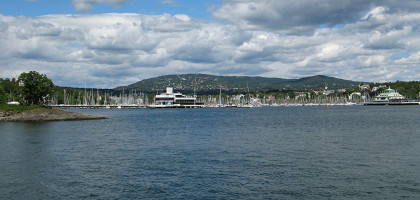 Вид на яхт-клуб, полуостров Бюгдёй, Норвегия