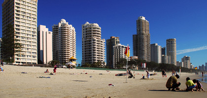 Высотные здания вдоль пляжа, Золотое Побережье