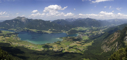 Вид озера Вольфганг-Зее, Зальцкаммергут, Зальцбург, Верхняя Австрия