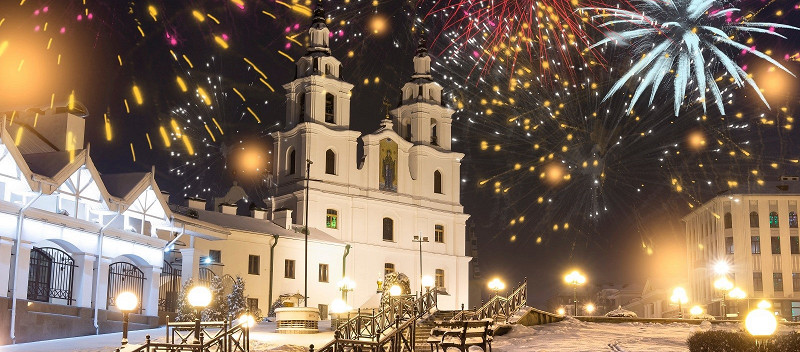 Салют в Минске на Рождество и Новый год. Встреча Нового года в Белоруссии