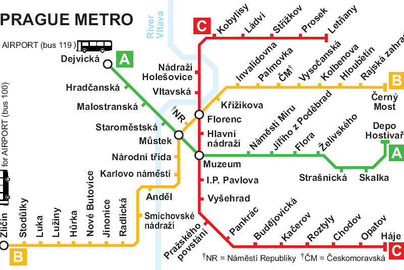 Карта метрополитена прага