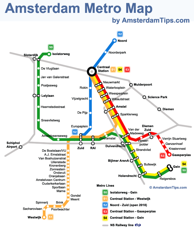 Схема метро амстердама