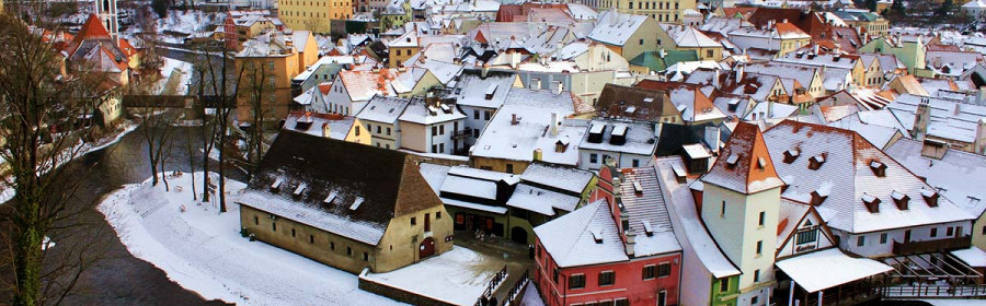 Город Чески-Крумлов в зимний день, Чехия