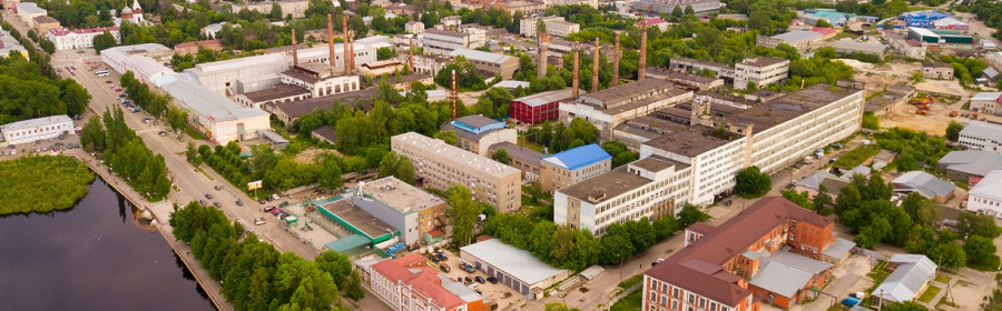 Панорамный вид с воздуха на город Гусь-Хрустальный Владимирской области