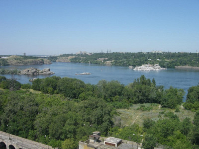 Вид с плотины ДнепроГЭС