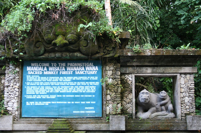 Приветственный знак в Лесу обезьян Убуда, Бали