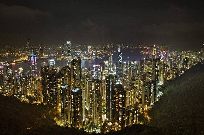 Пик Виктория, вид на ночной Гонконг
