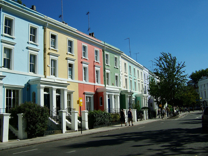 Разноцветные дома Ноттинг-Хилл, Лондон