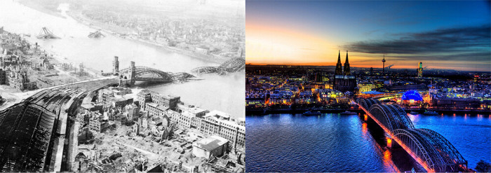 Разрушенные войной и возвращенные к жизни фото городов Европы тогда и сейчас10