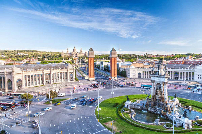Вид на центр Барселоны, Испания