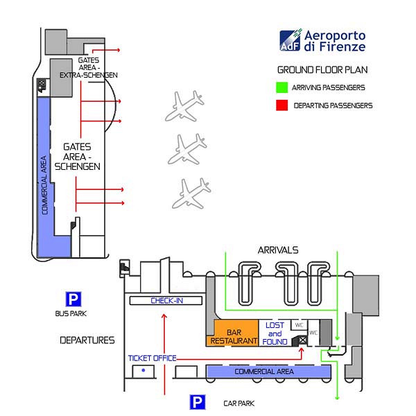 Схема пассажирского терминала аэропорта Флоренции