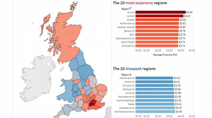 Где в Британии самое дорогое и самое дешевое пиво