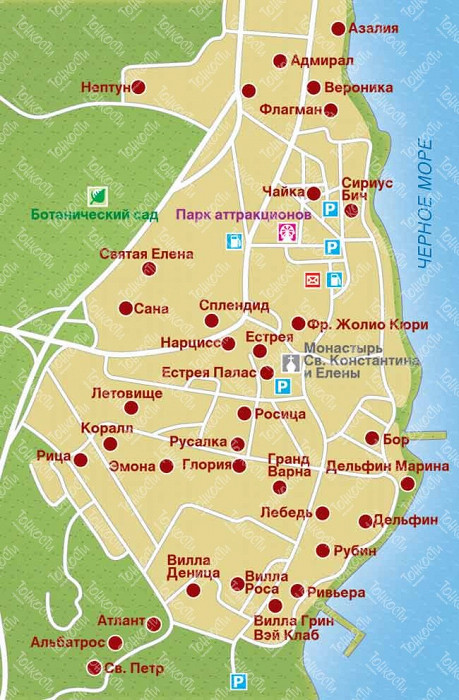 Карта фуджейры с отелями на русском языке