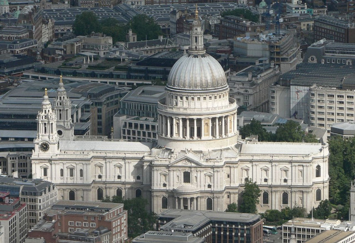 Собор Святого Павла в Лондоне, вид с высоты птичьего полета