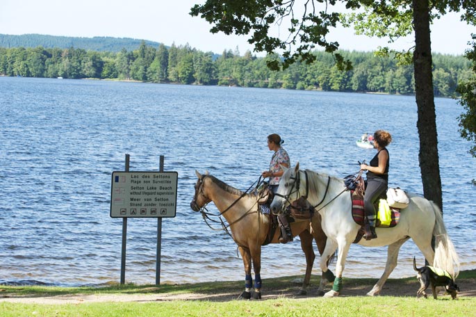 Верховая езда на набережной у озера в Бургундии