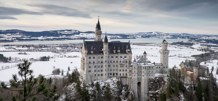 Замок Нойшванштайн, зима в Баварии