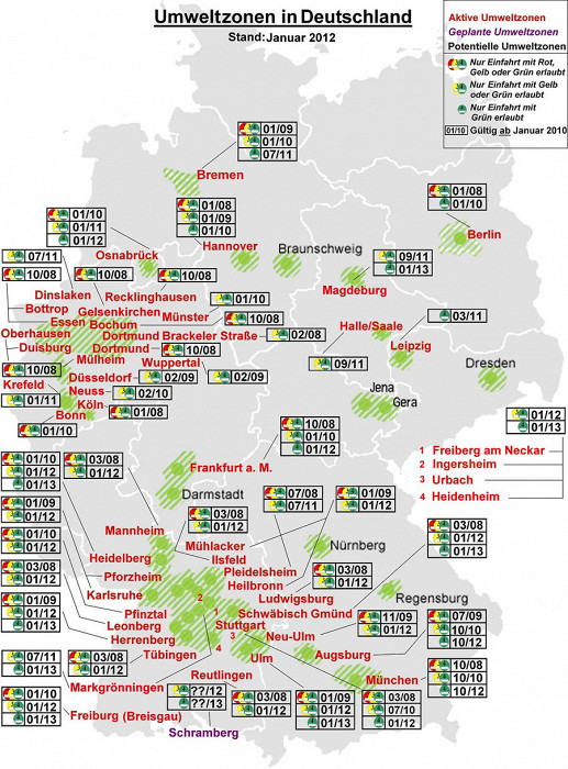 Карта экологических зон в городах Германии