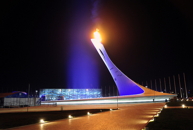 Олимпийский парк Сочи ночью, Сочи